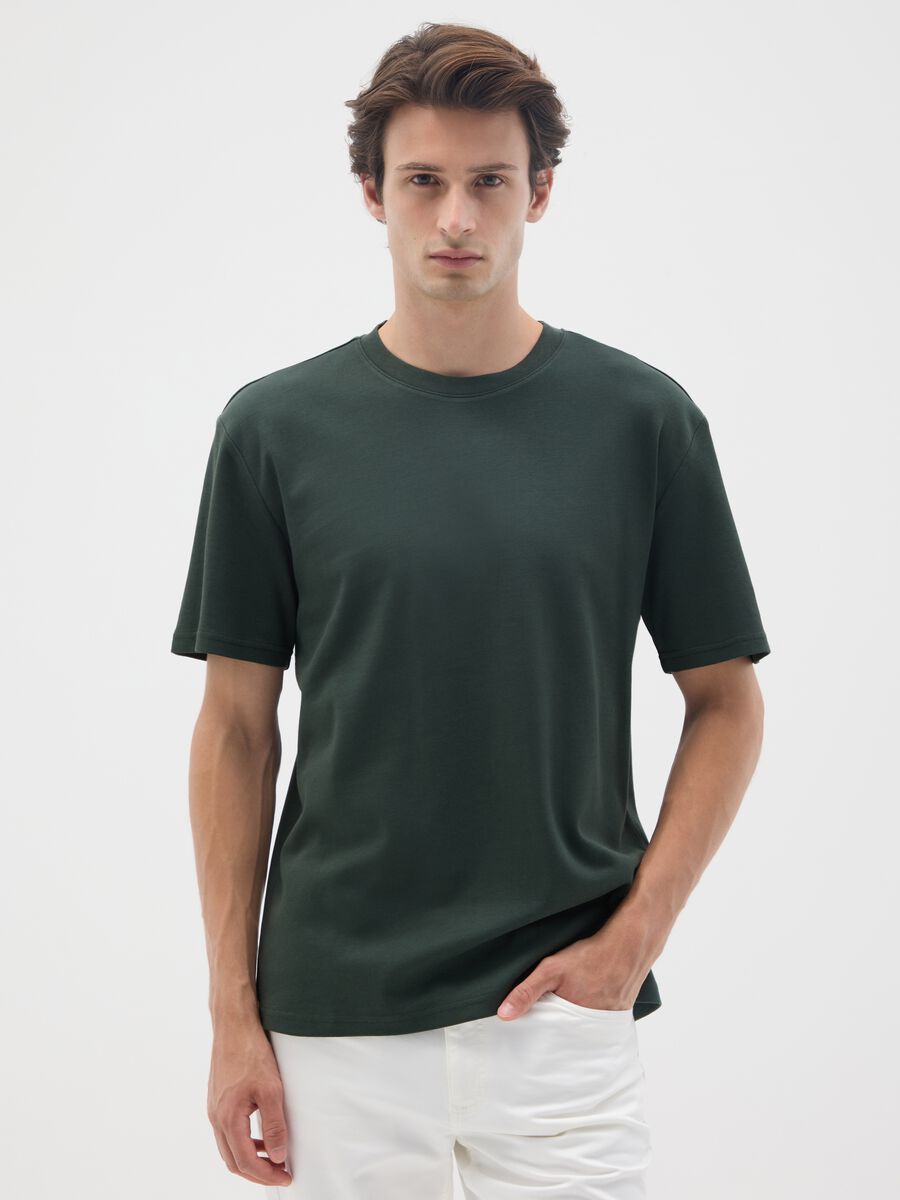 T-shirt in puro cotone verde relaxed fit_0
