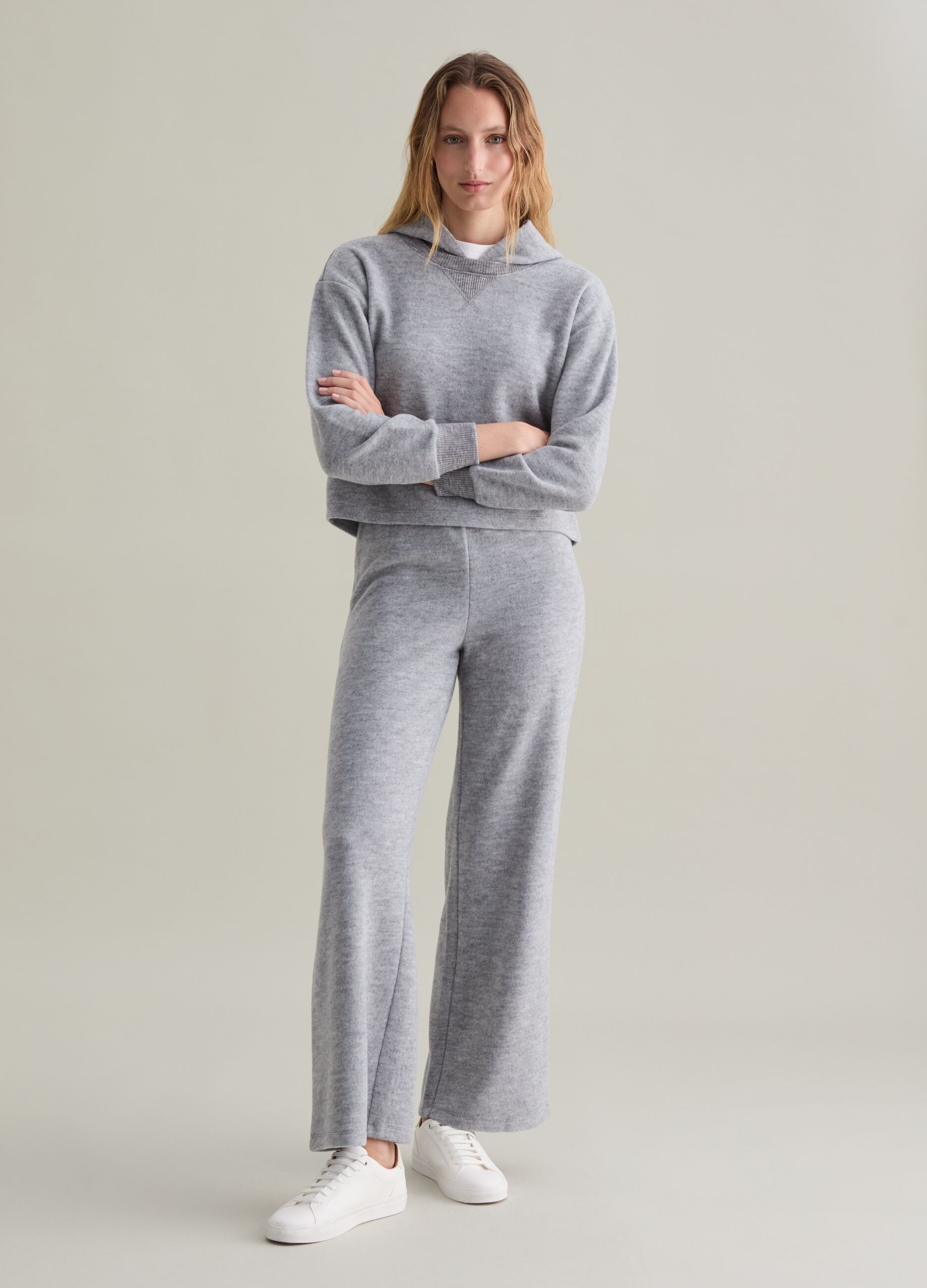 Pantalone a gamba larga in maglia