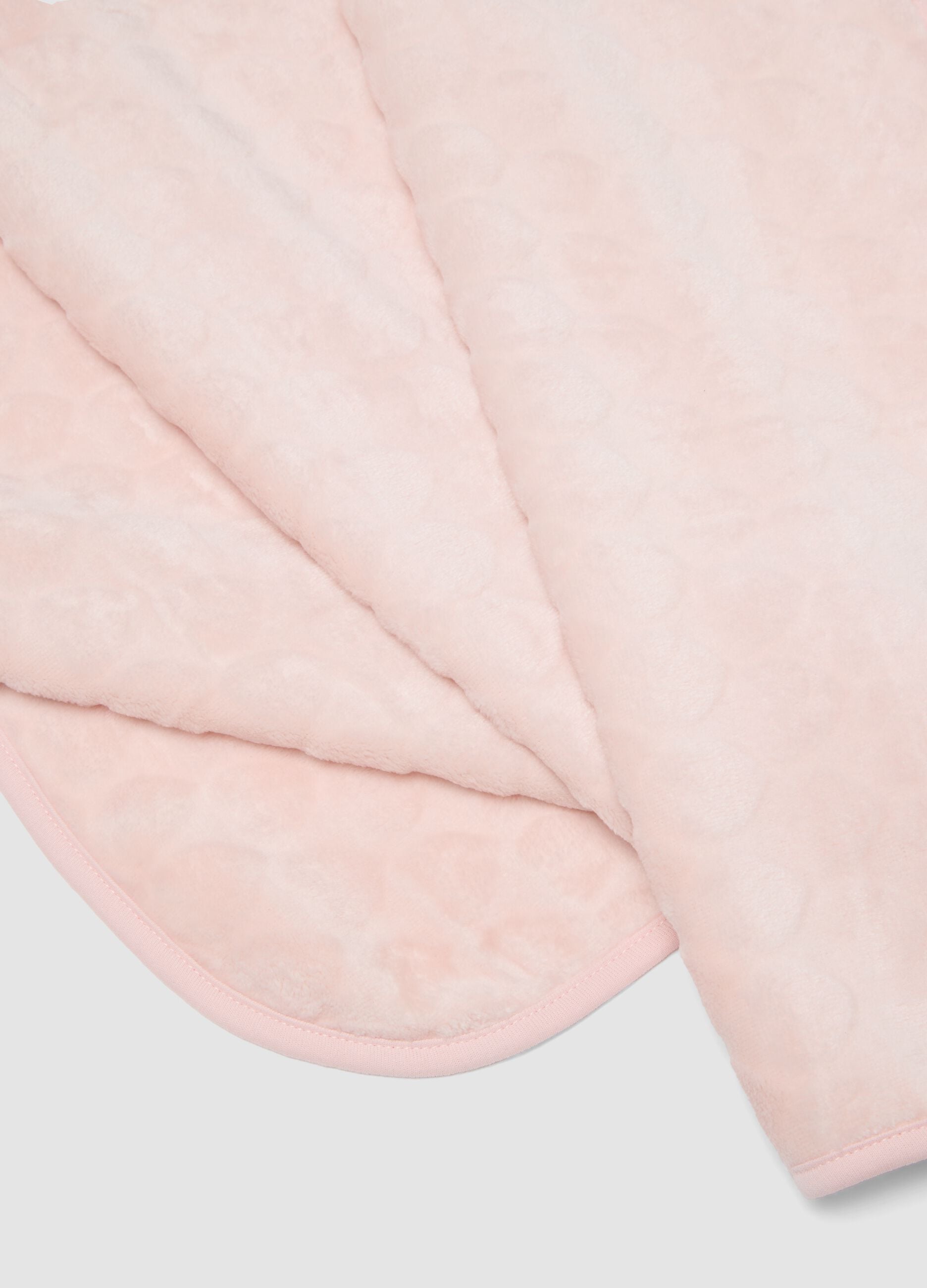 Pink organic cotton blanket with faux-fur jacquard pattern