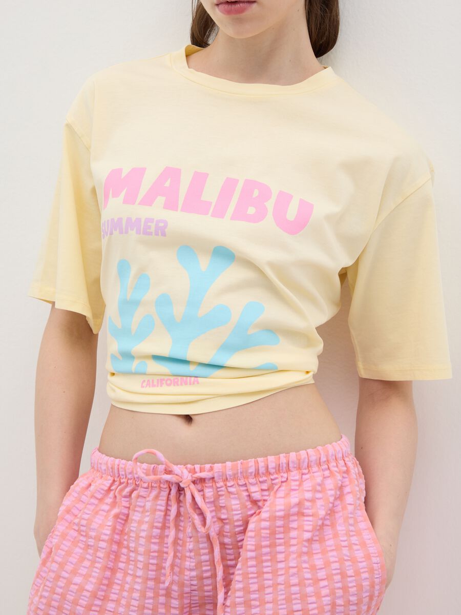 Women's yellow pure cotton T-shirt, relaxed fit_2