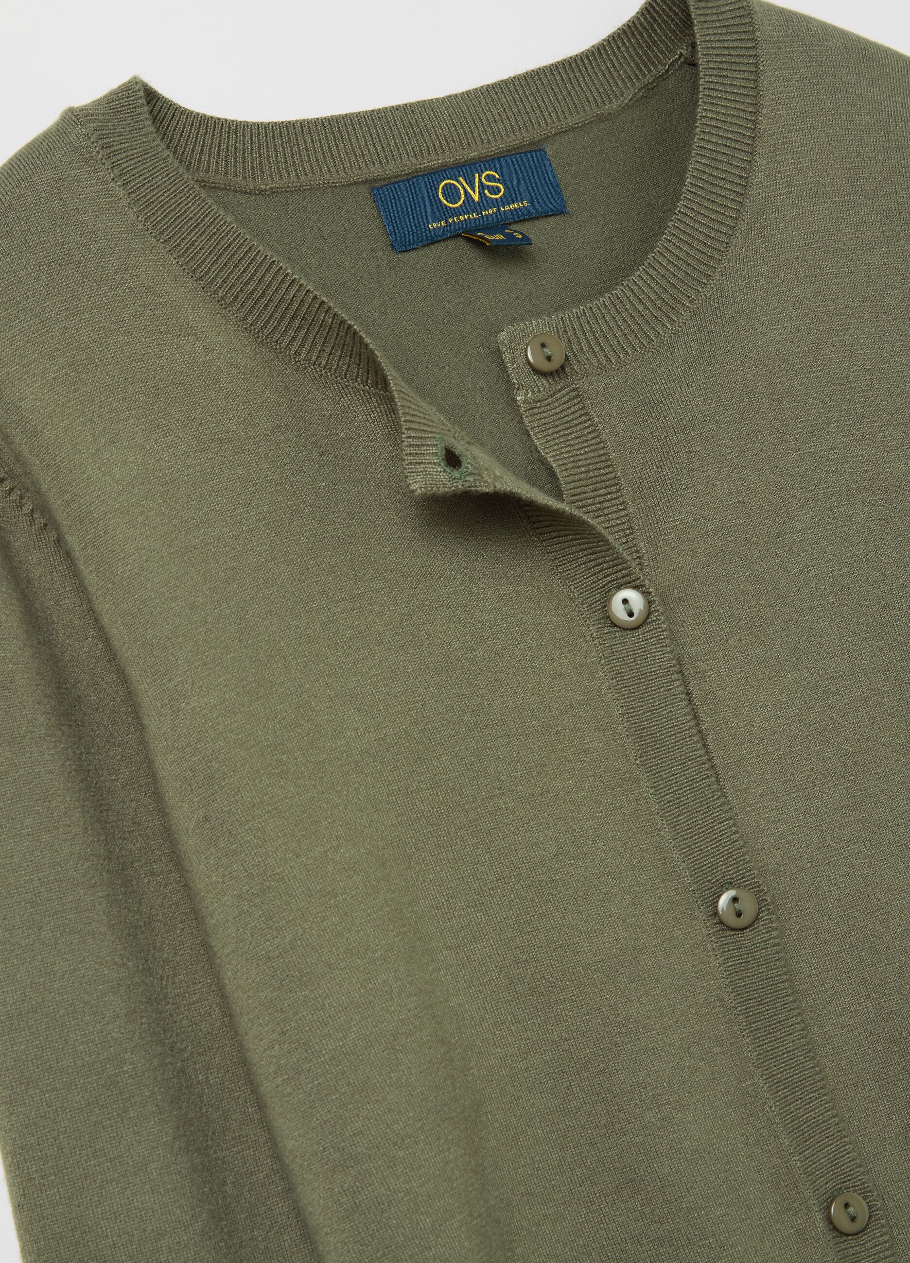 Cardigan girocollo tinta unita