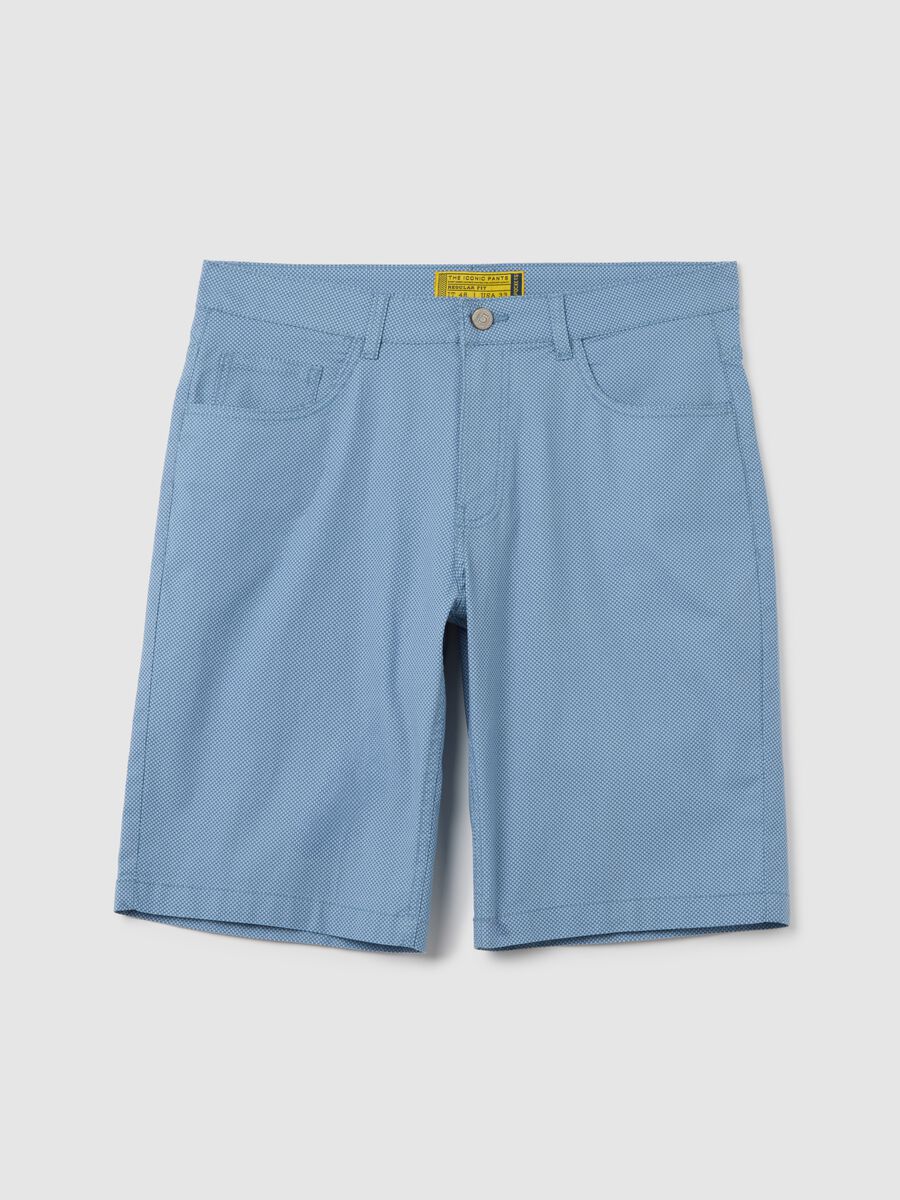 Men's regular fit blue stretch cotton bermuda shorts_4