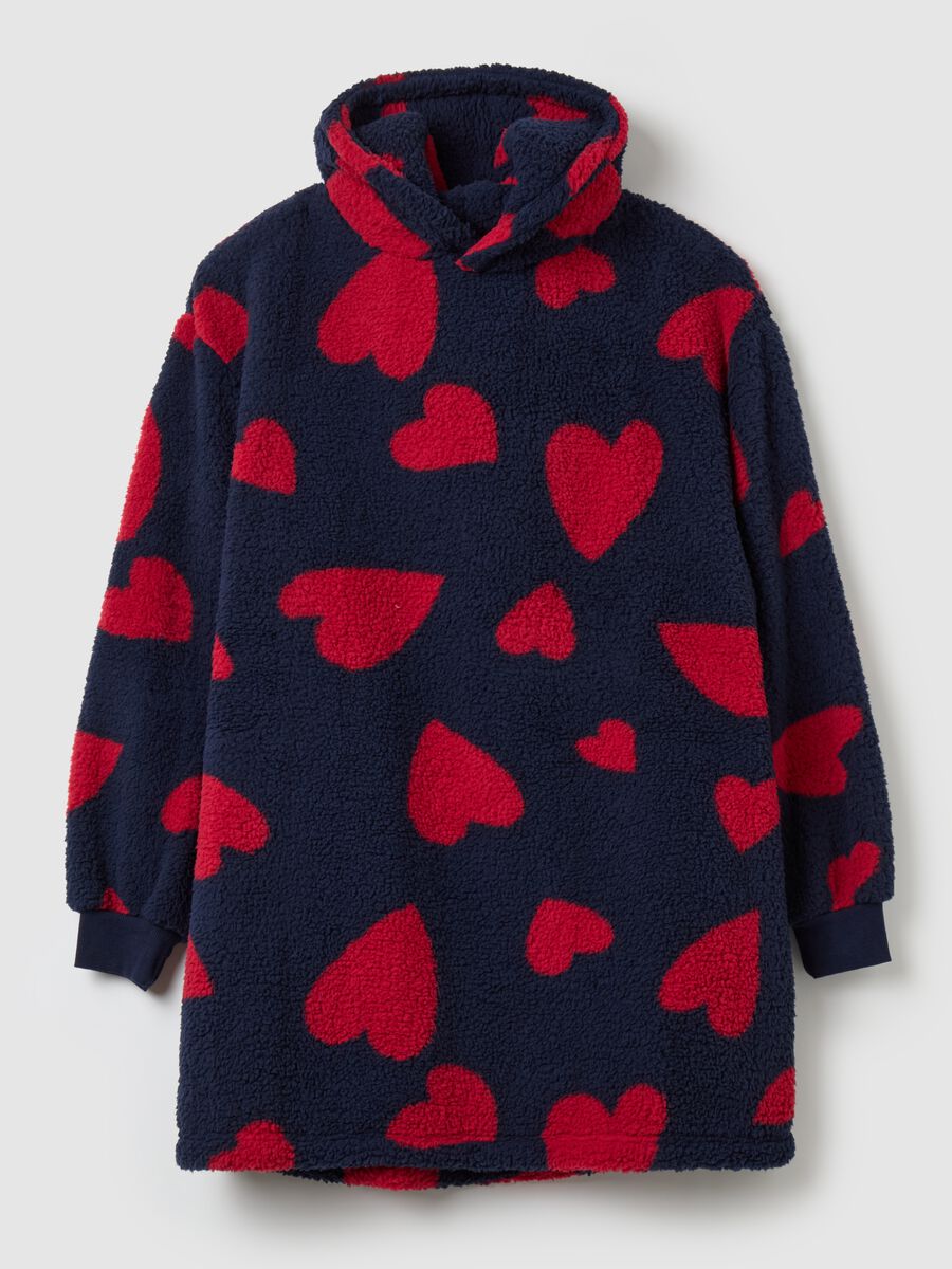 Oversized teddy dressing gown with hearts pattern_4