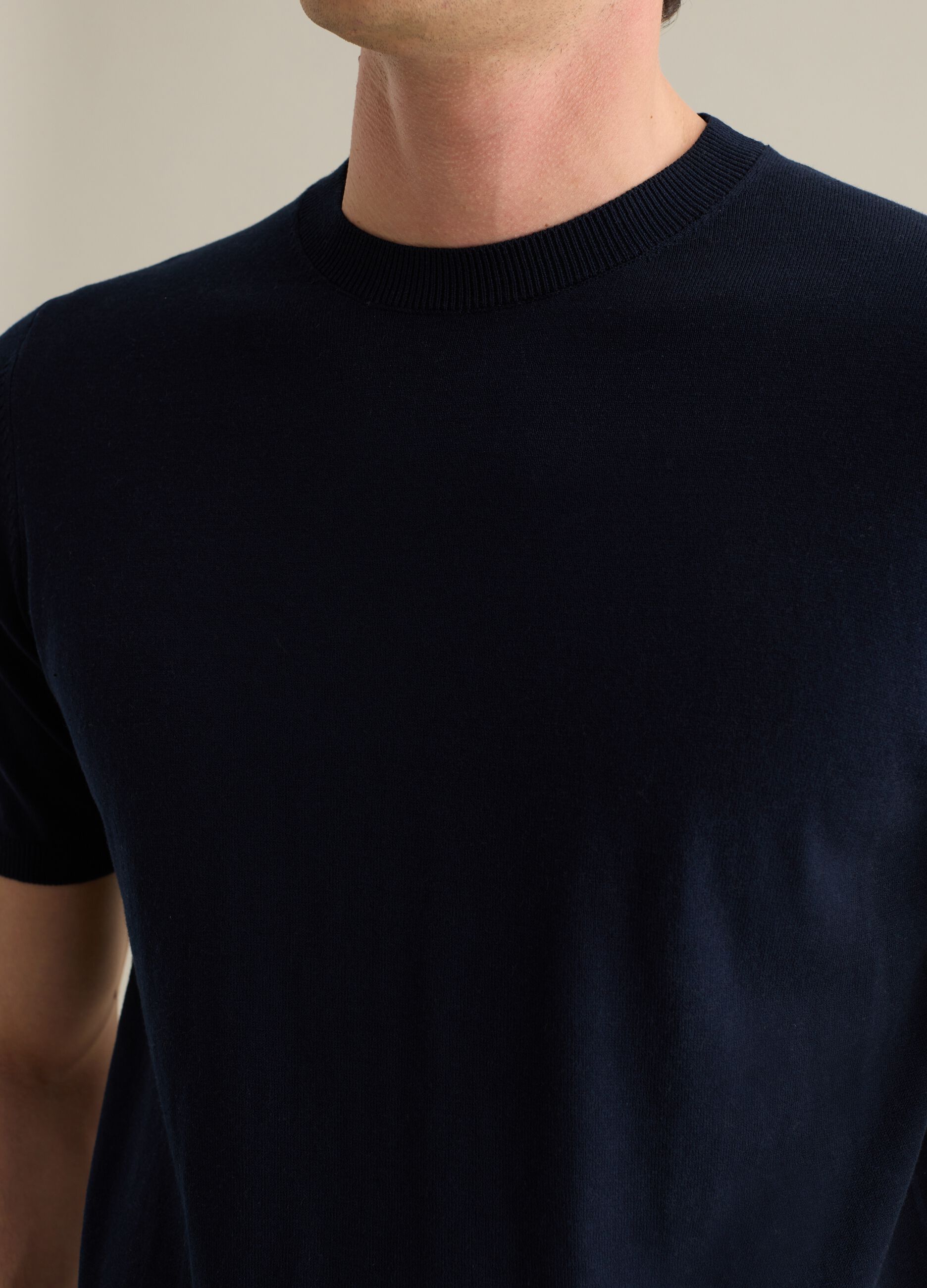 Blue T-shirt in cotton and silk