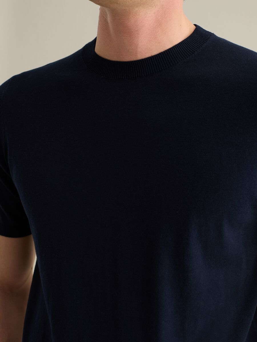 Blue T-shirt in cotton and silk_2