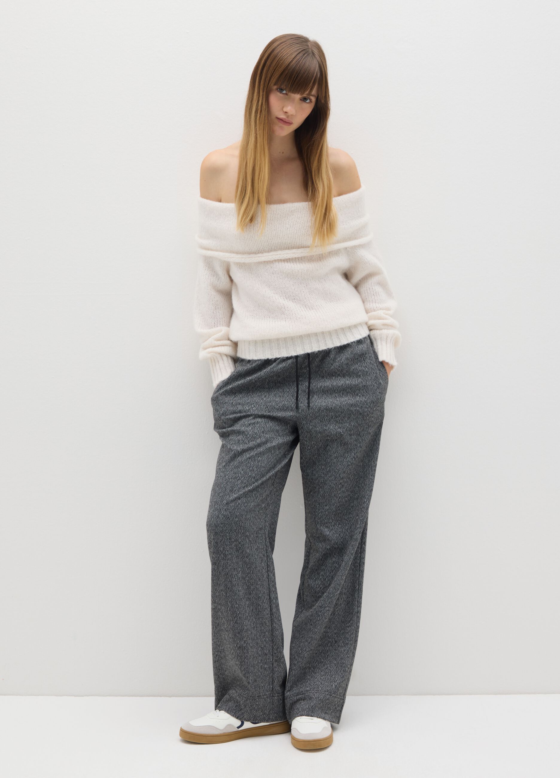 Mélange Grey Regular Fit Trousers
