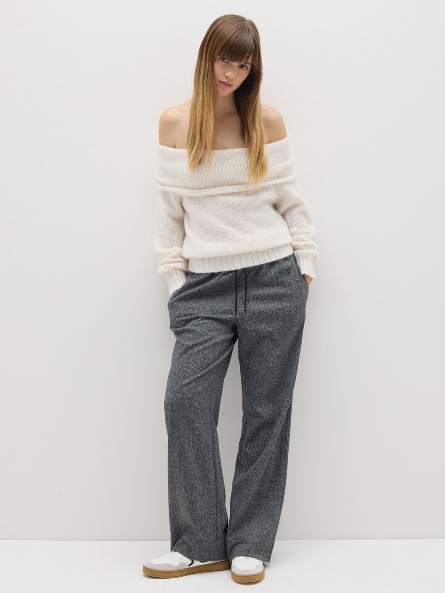 Mélange Grey Regular Fit Trousers_0