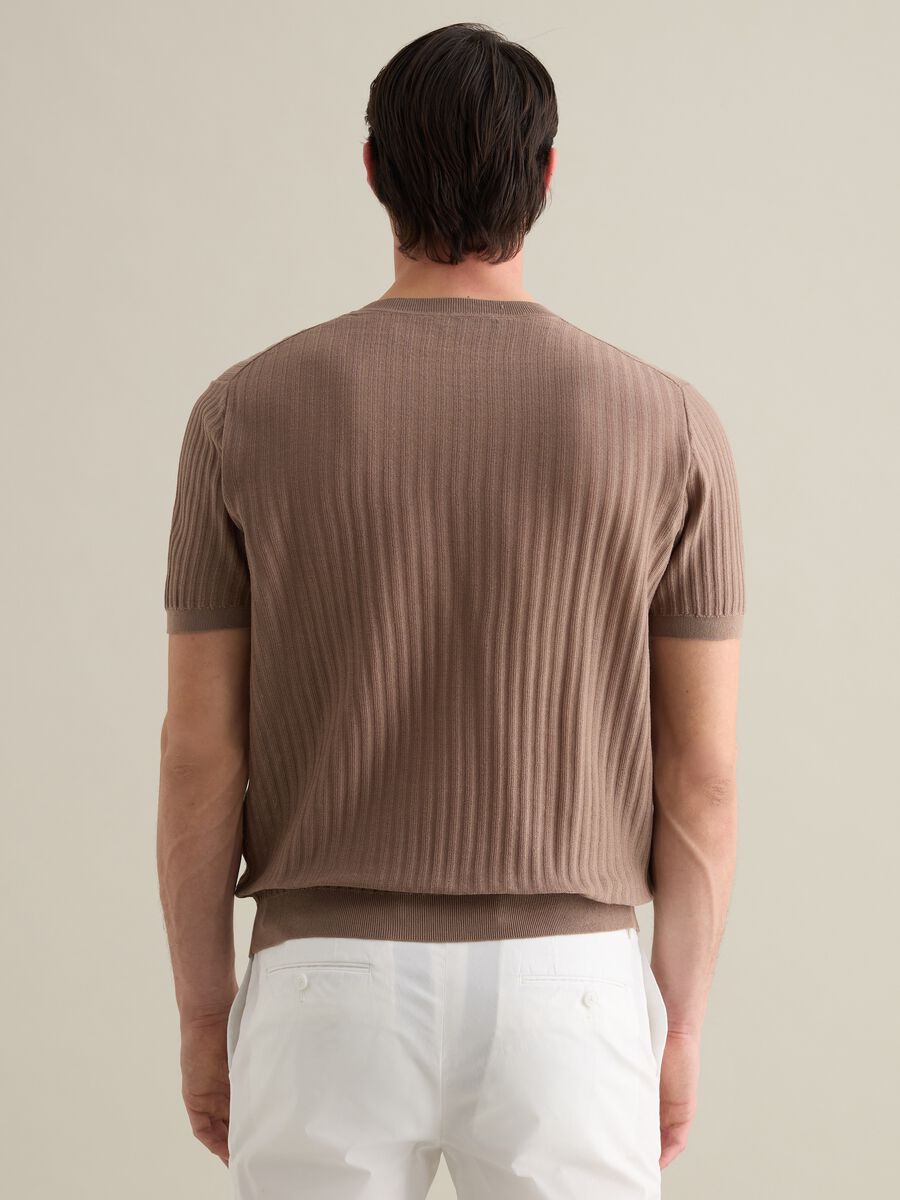 Brown Cotton Crew Neck T-shirt_3