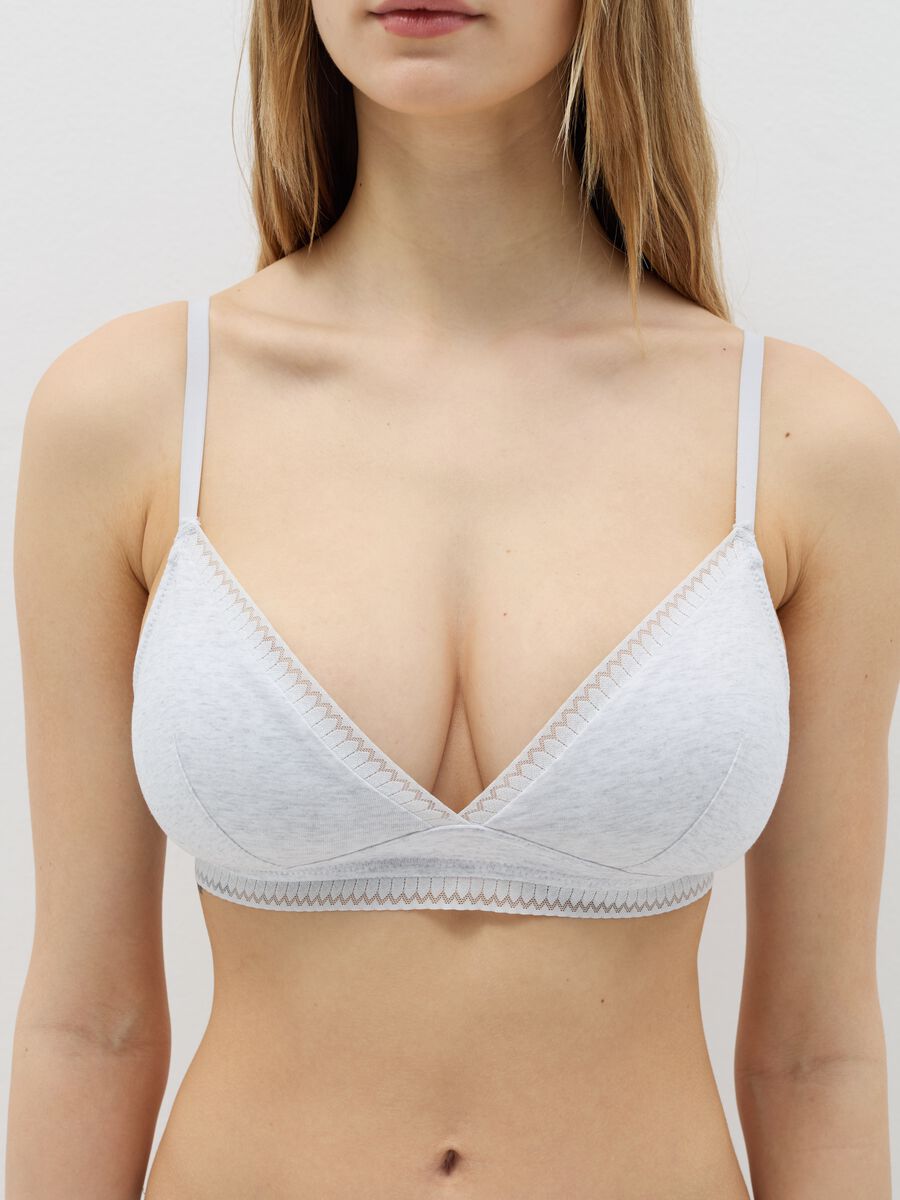 Semi-padded triangle bra in stretch cotton_1