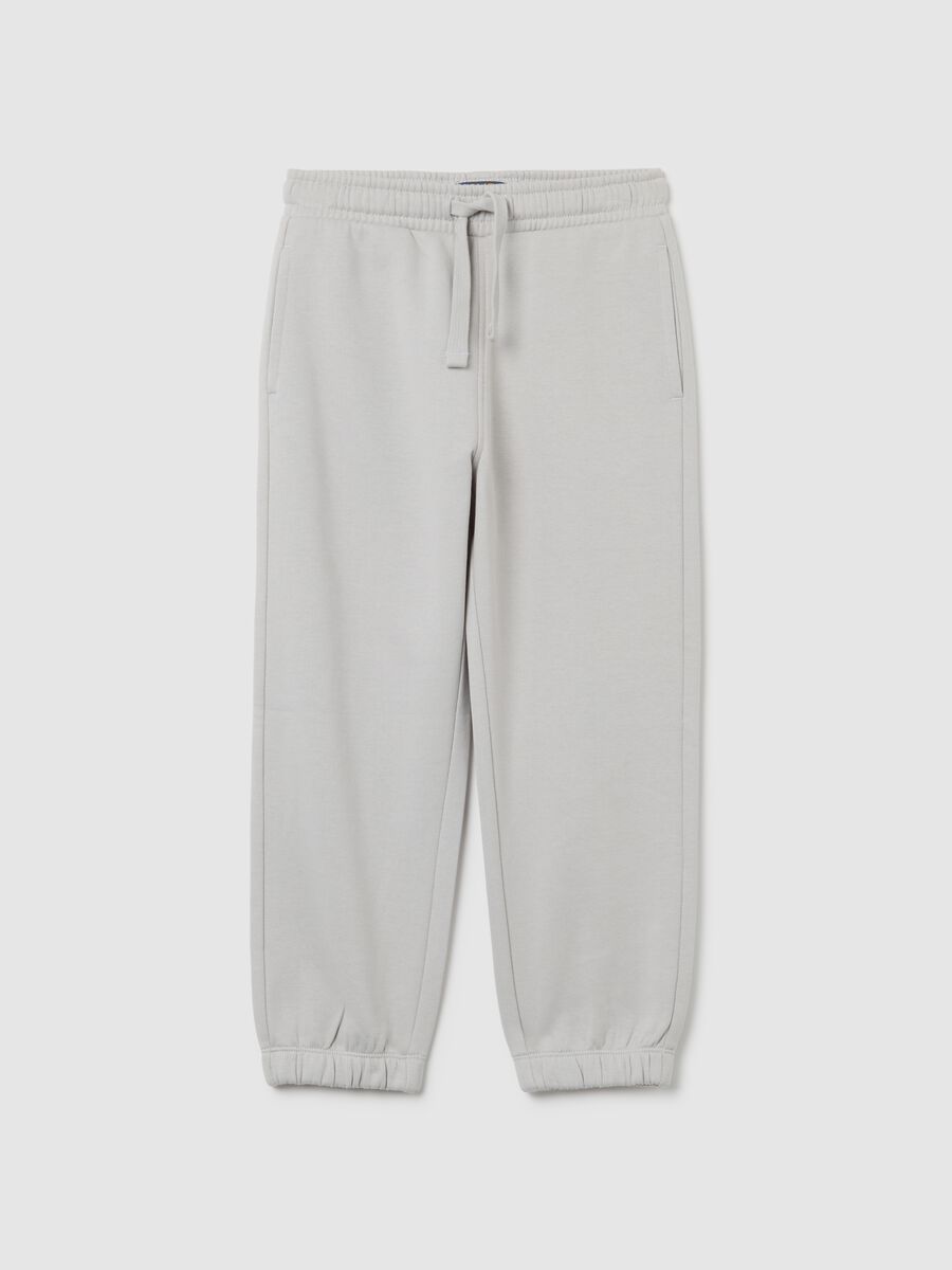 Jogger da bambino in puro cotone grigi regular fit_0