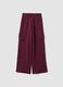 Pantaloni viola in puro cotone wide leg con tasche cargo_0