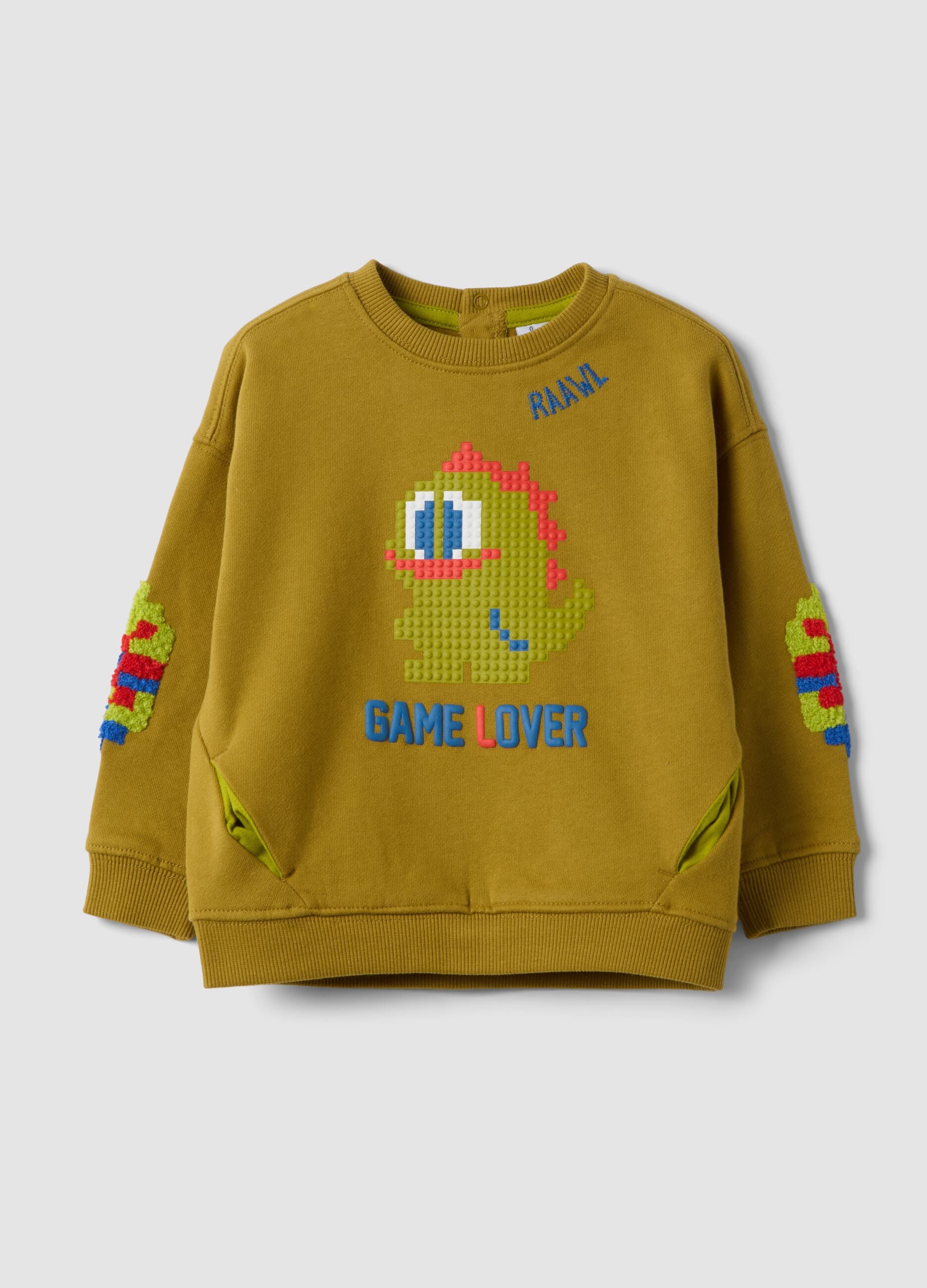 Ecru crew-neck sweatshirt in pure organic cotton