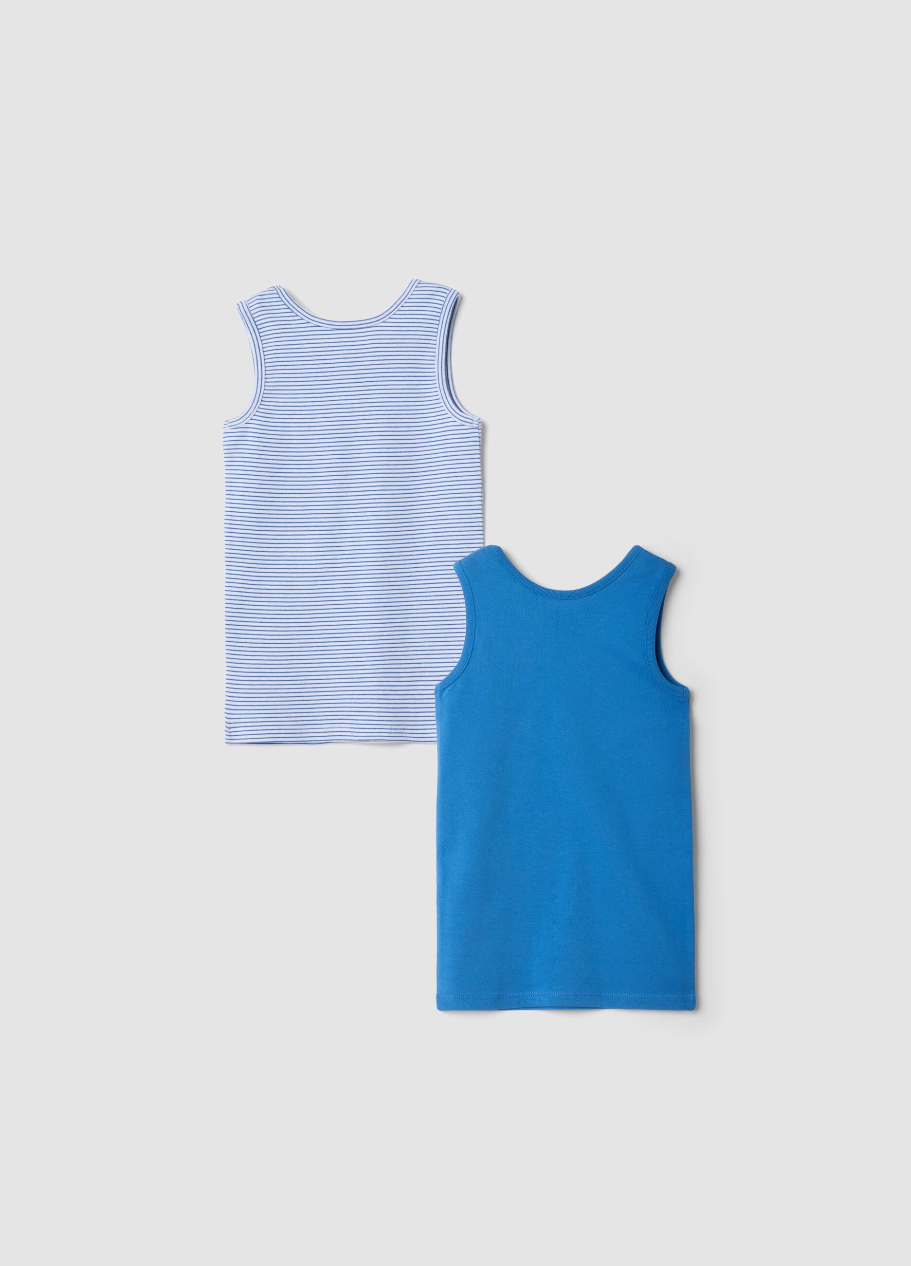 2-pack of blue organic cotton crew-neck vests