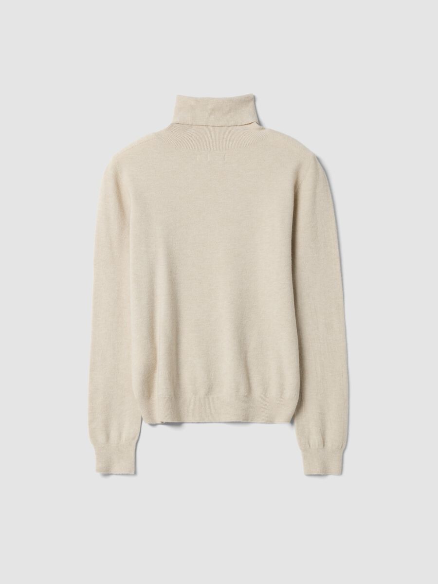 Beige high-neck jumper in viscose and wool blend, regular fit_2