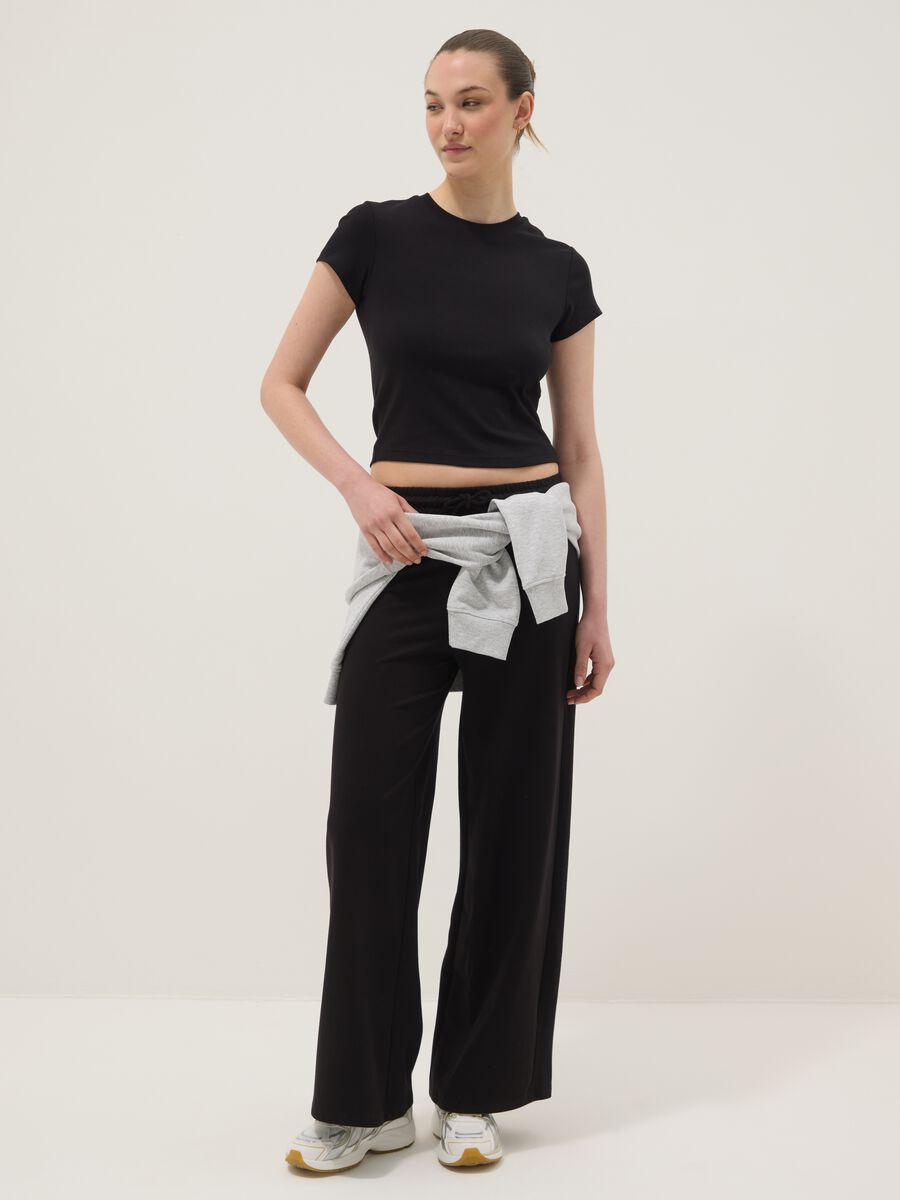 Pantaloni jogger baggy in puro cotone nero_0