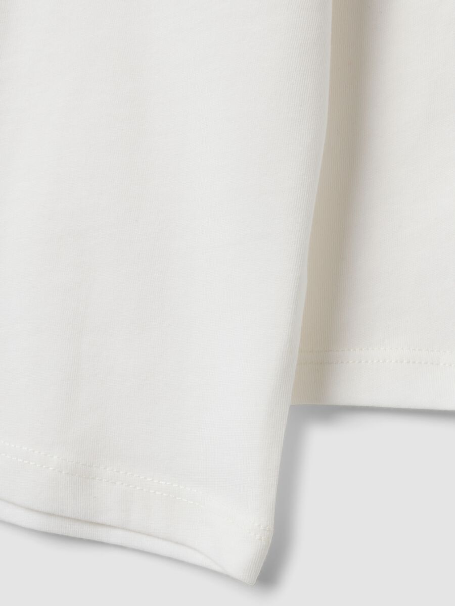 T-shirt bianca in puro cotone organico con stampa per bimbo_3