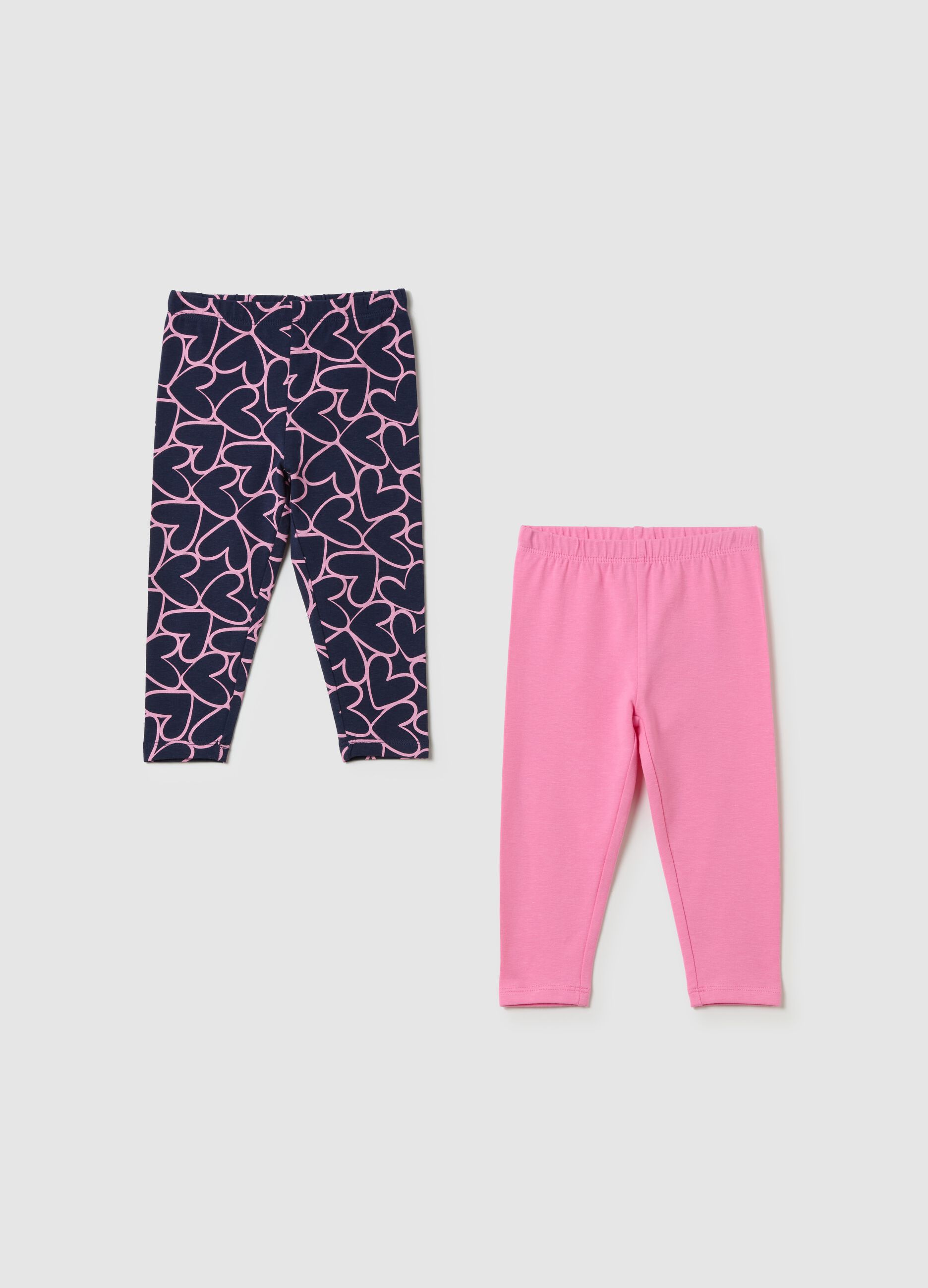 Two-pack leggings in stretch cotton with print