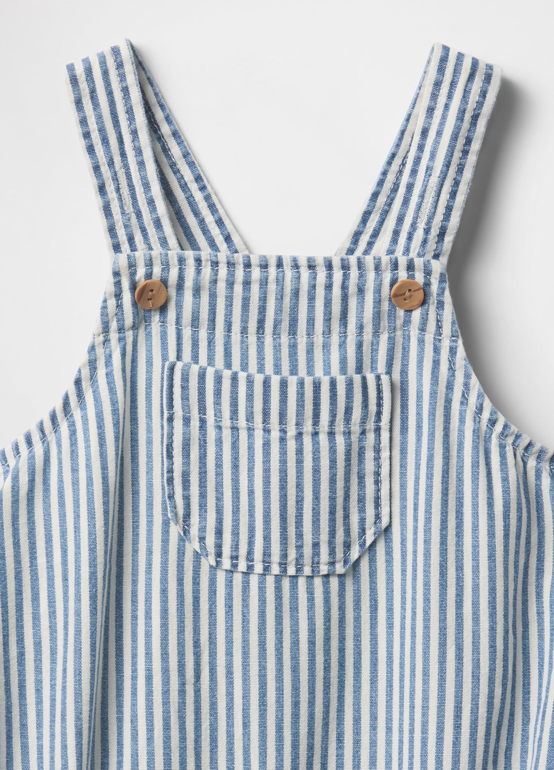 Striped White and Light Blue Dungarees for Children