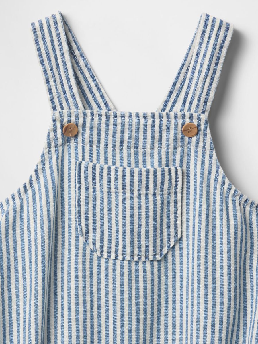 Striped White and Light Blue Dungarees for Children_2