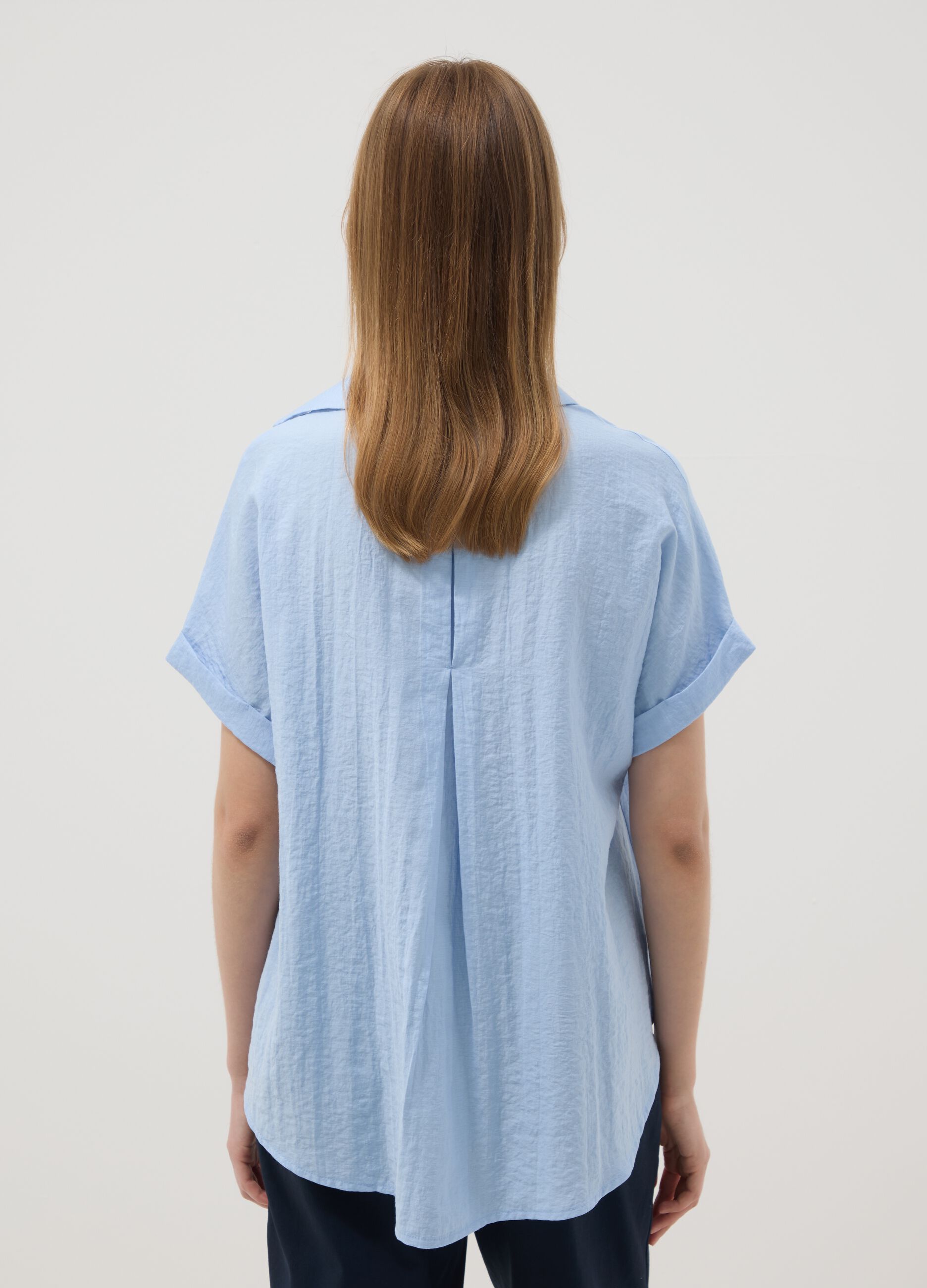 Light blue viscose-blend shirt