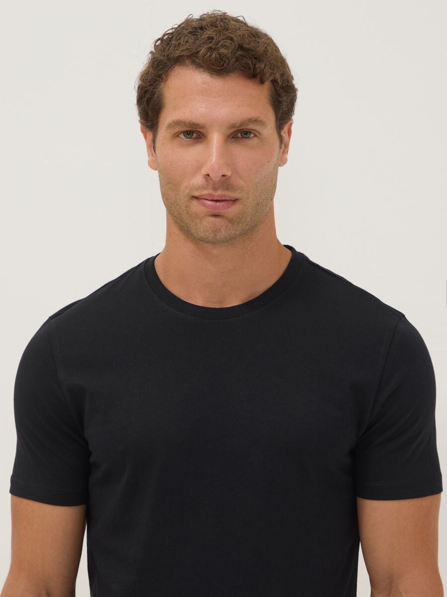 Tripack di t-shirt nere in cotone organico a maniche corte_1