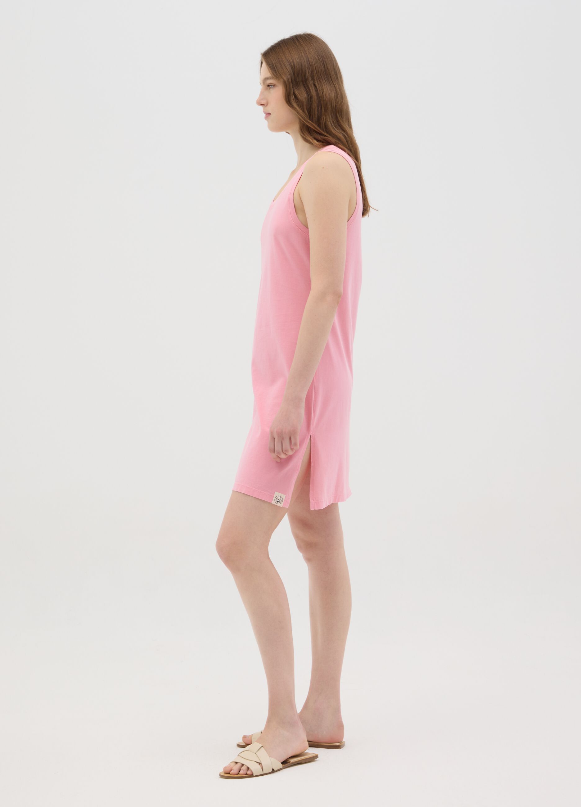Abito rosa da donna in puro cotone italiano