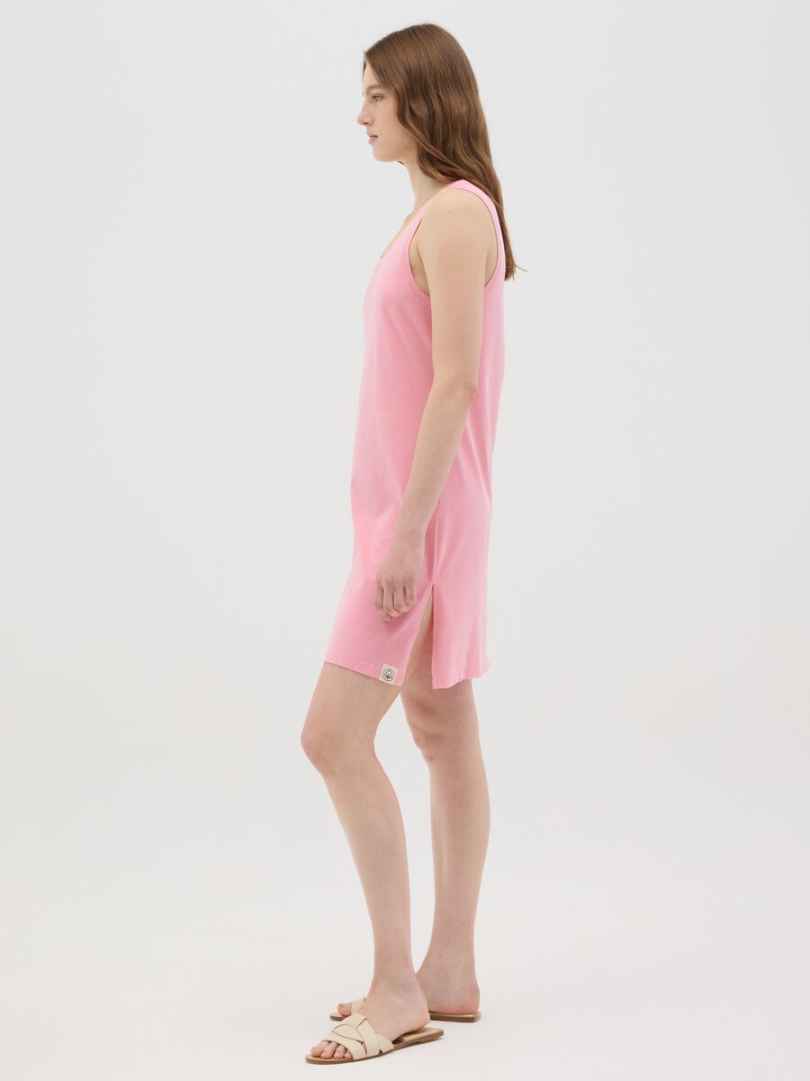 Women’s long pink dress in 100% cotton_1