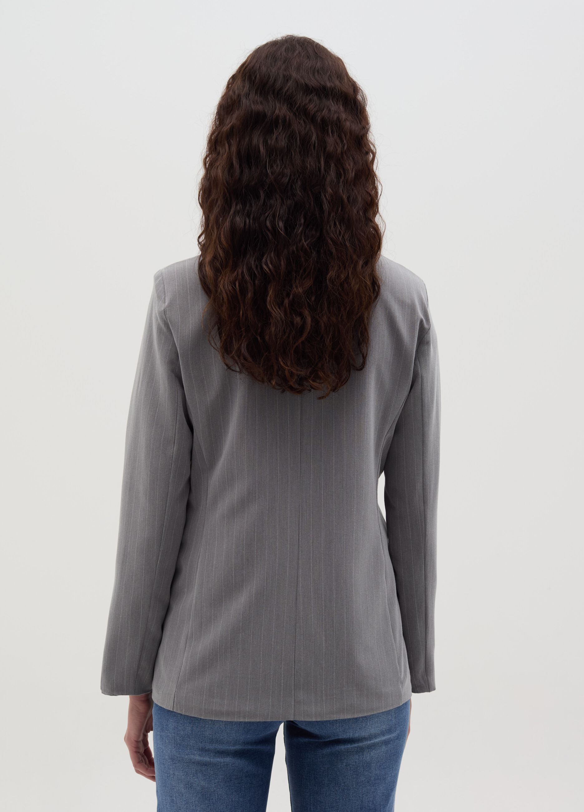 Single-breasted pinstriped blazer