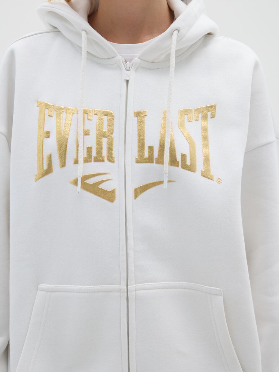 White cotton-blend zip hoodie with print_3