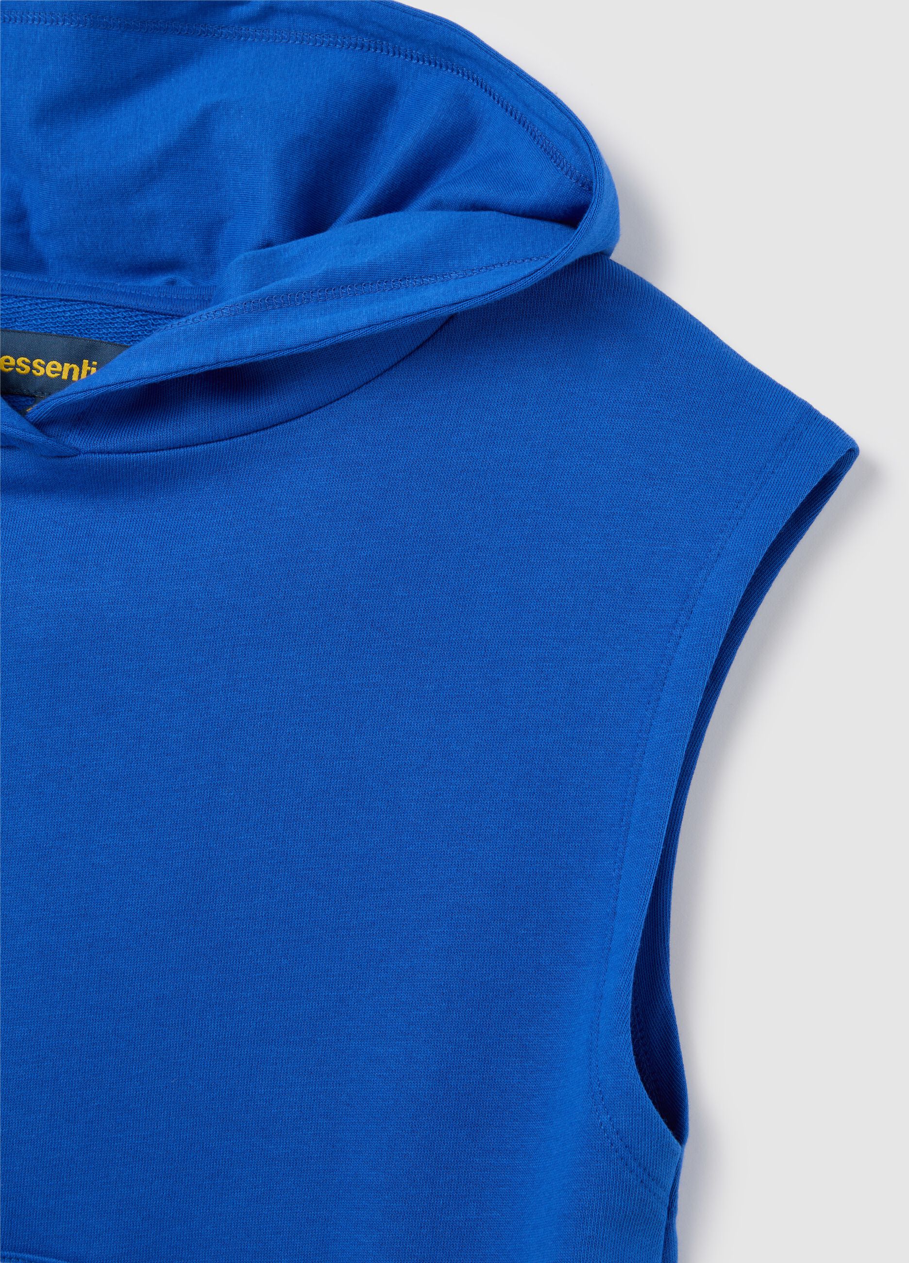 Women's sleeveless blue pure cotton sweatshirt, regular fit