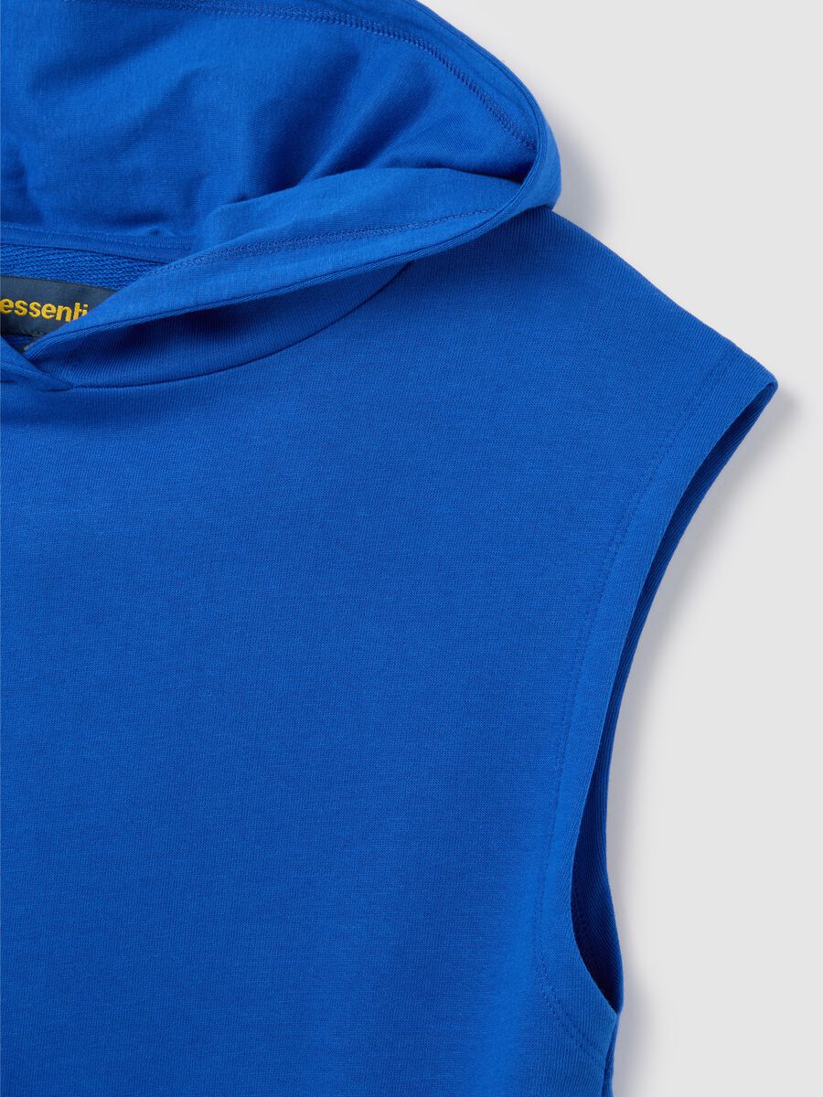 Women's sleeveless blue pure cotton sweatshirt, regular fit_1