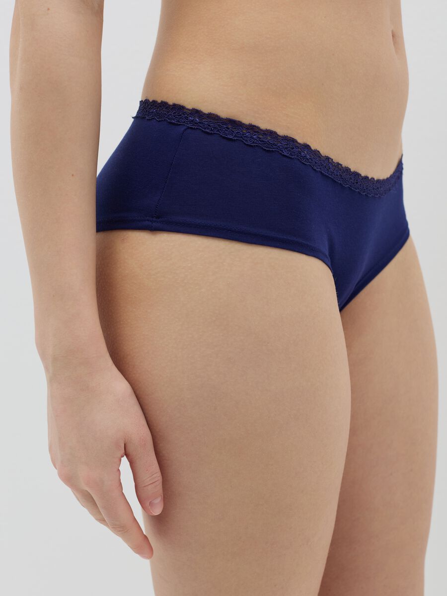 Two-pack French knickers in stretch cotton with lace_2