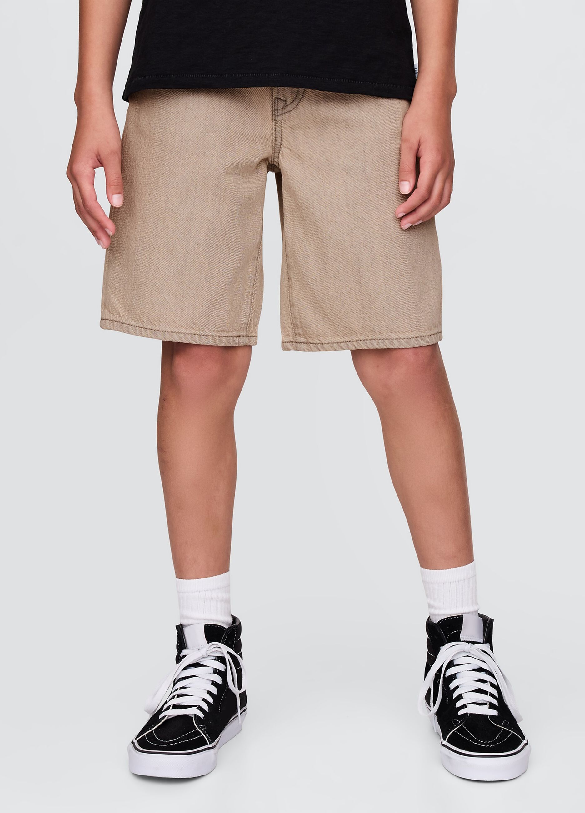 Beige Denim Bermuda Shorts
