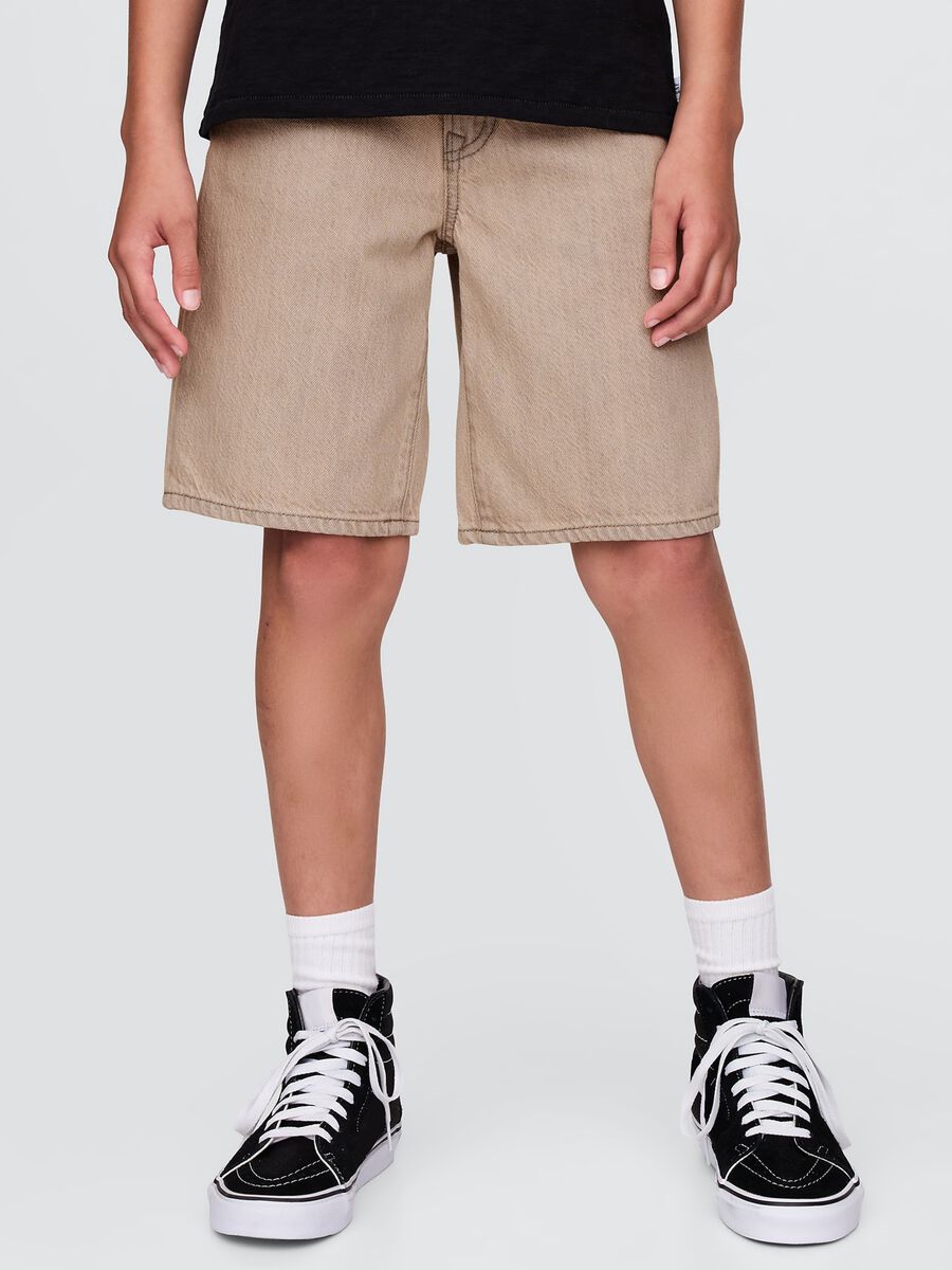 Beige Denim Bermuda Shorts_1