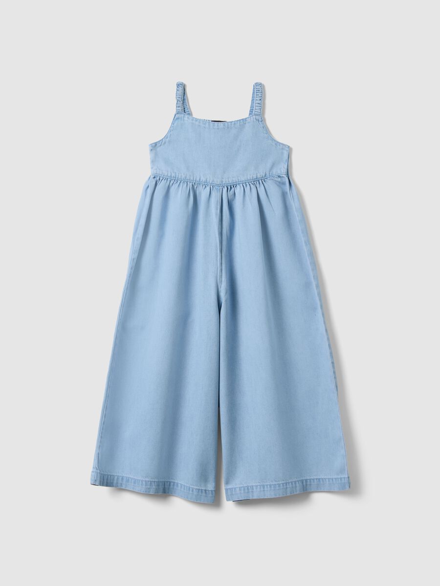 Salopette in misto cotone denim azzurro da bambina regular fit_0