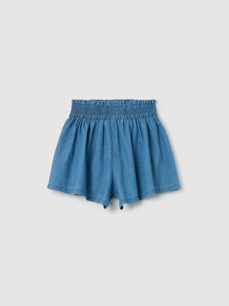 Shorts in denim con vita elasticata _1