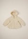 Beige jacket for newborn girl with floral print_0