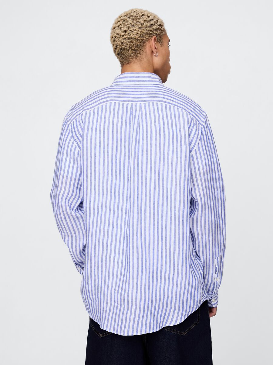 Oversized Light Blue and White Striped Shirt_2