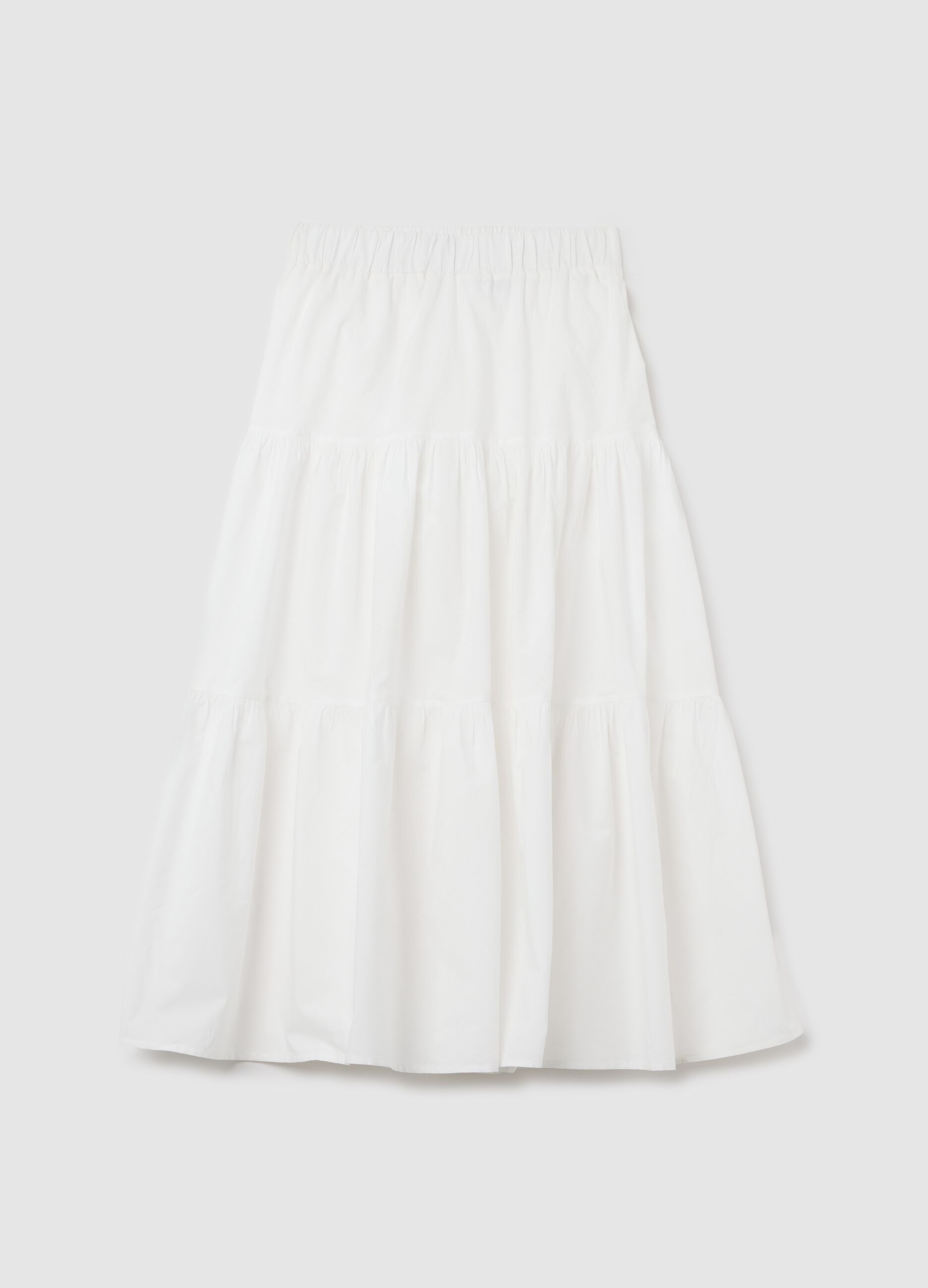 Gonna lunga da donna in puro cotone bianca regular fit