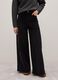 Black wide leg trousers in stretch cotton regular fit_1