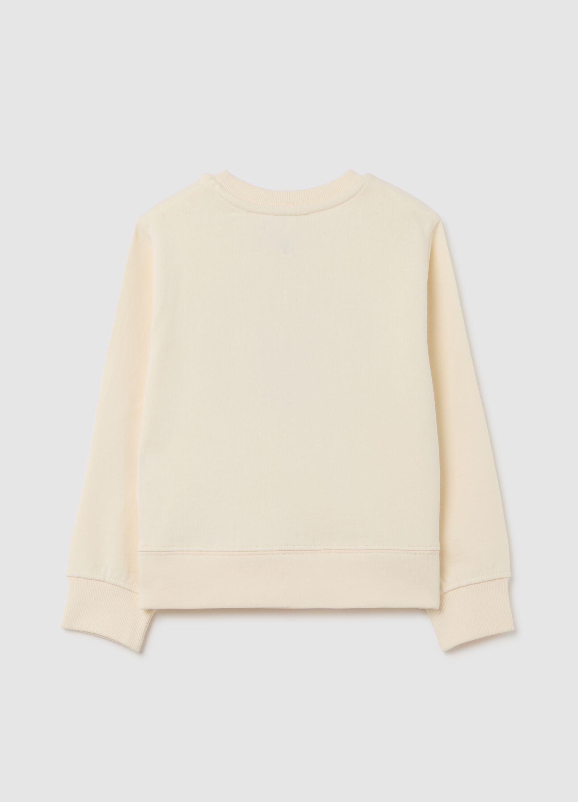 Felpa da bambina in puro cotone beige regular fit