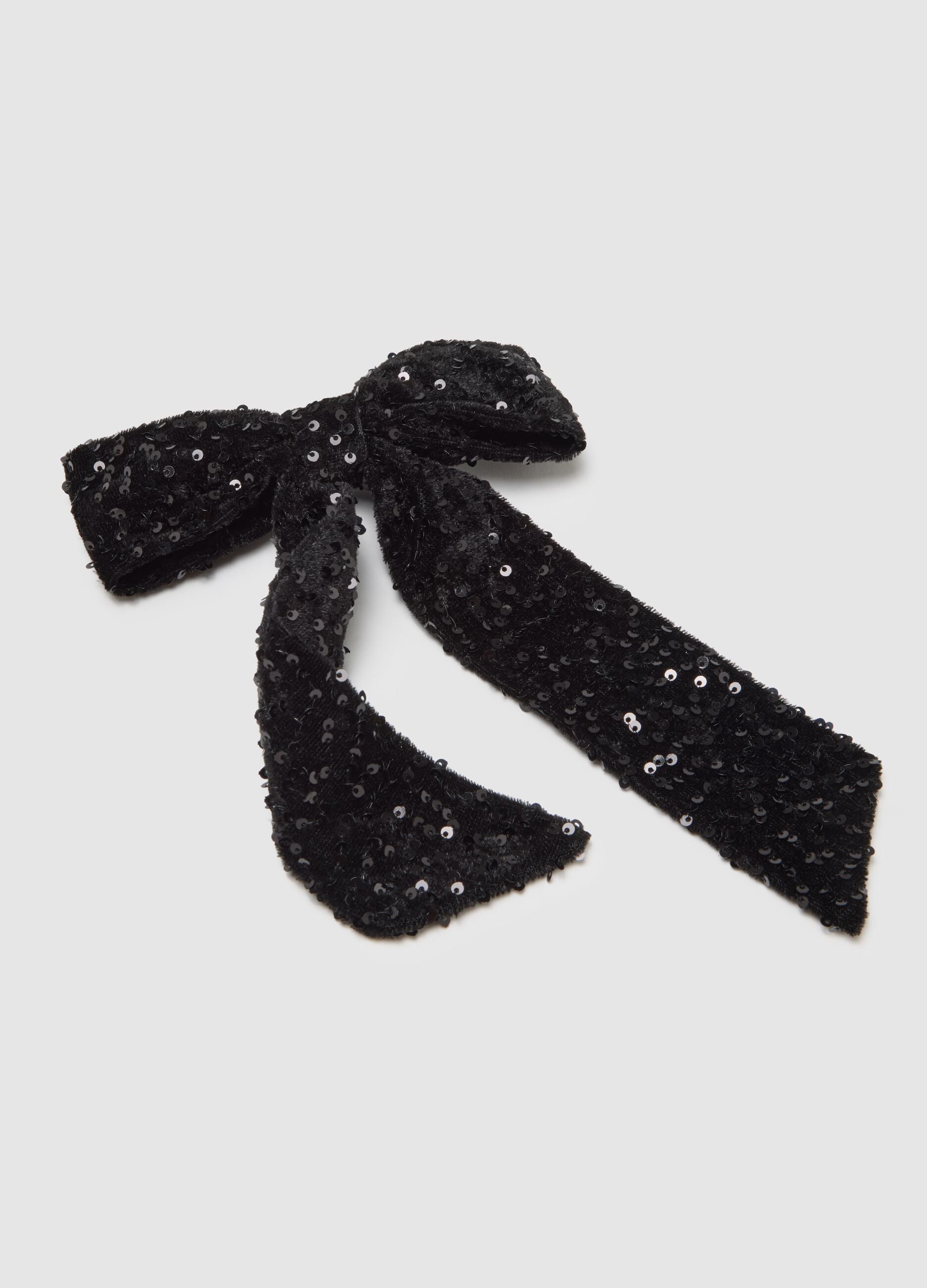 Velvet Black Bow with Sequins