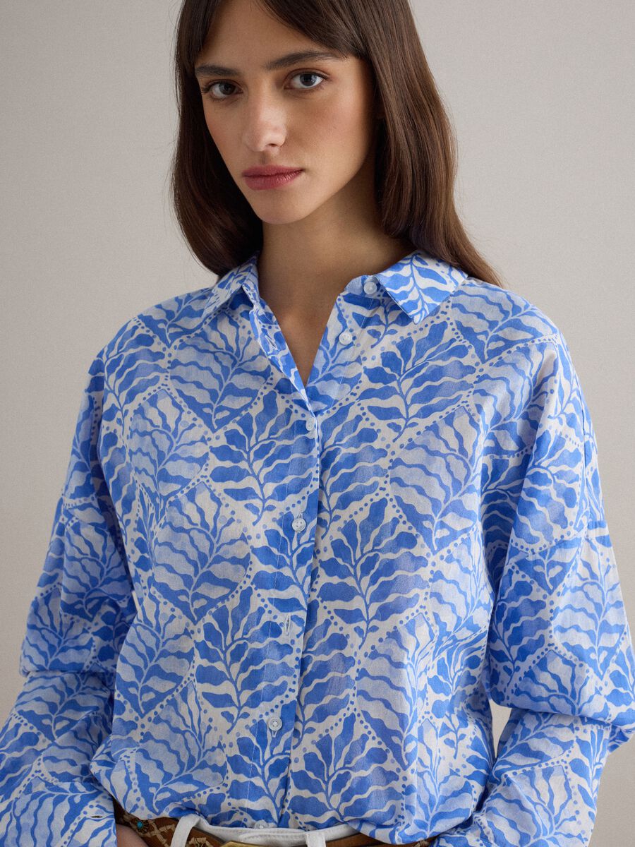 Multicolour pure cotton regular fit shirt with floral pattern_3