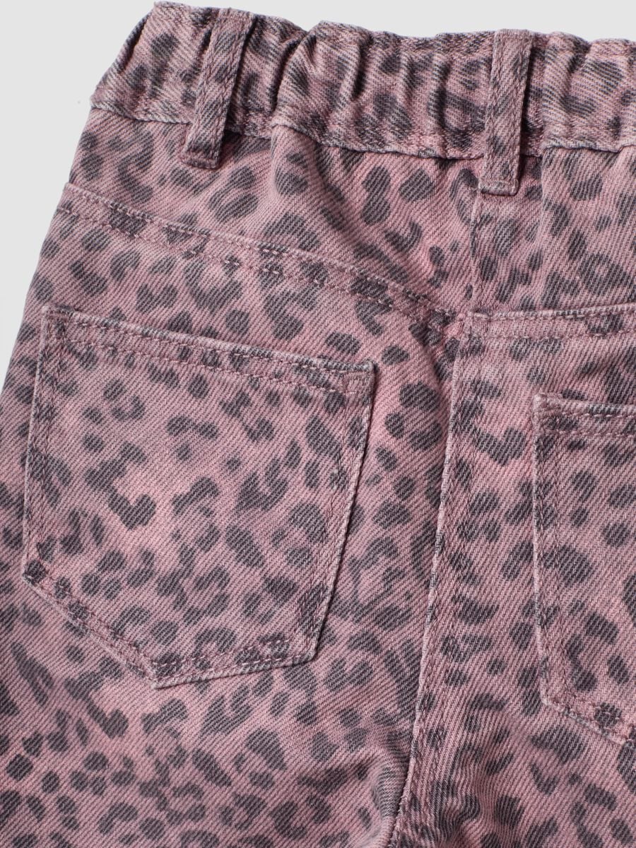 Pantaloni rosa leopardati in puro cotone per bimba regular fit_2
