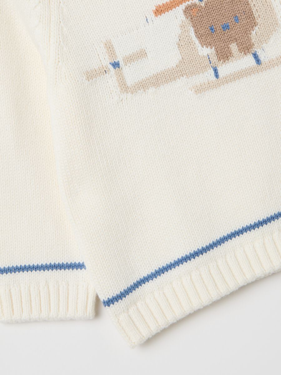 Maglione da bambino in puro cotone bianco regular fit_2