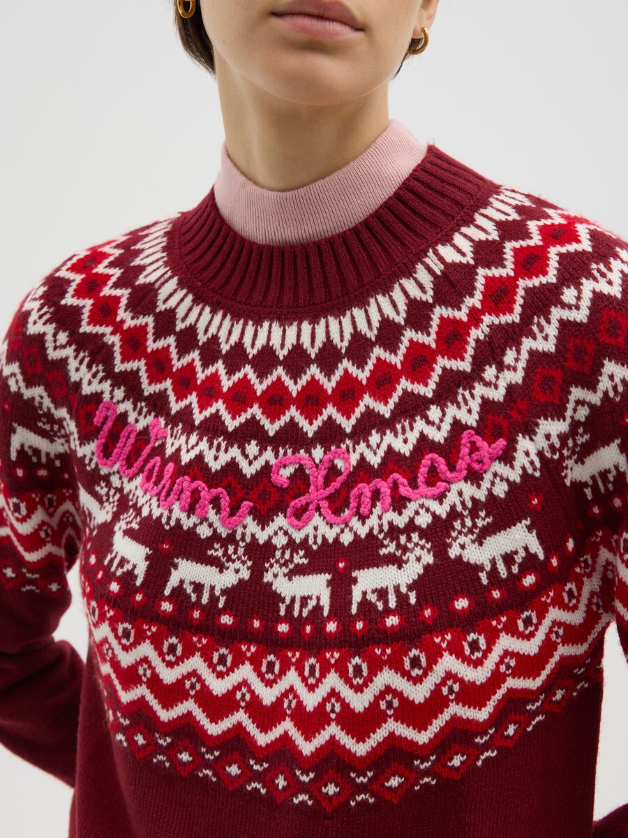 Multicolour Regular Fit Christmas Crew Neck Jumper_4