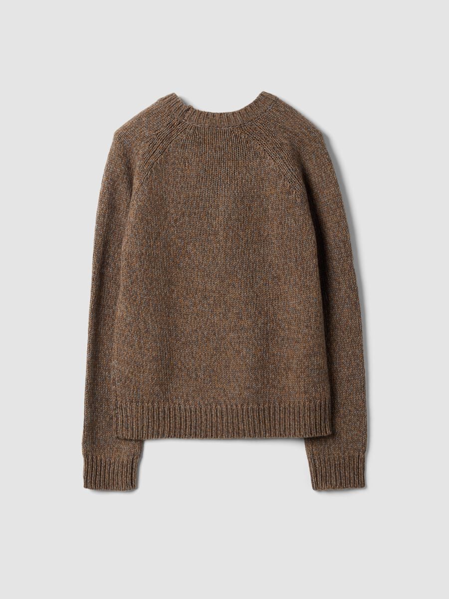 Maglia marrone in misto lana con girocollo_1
