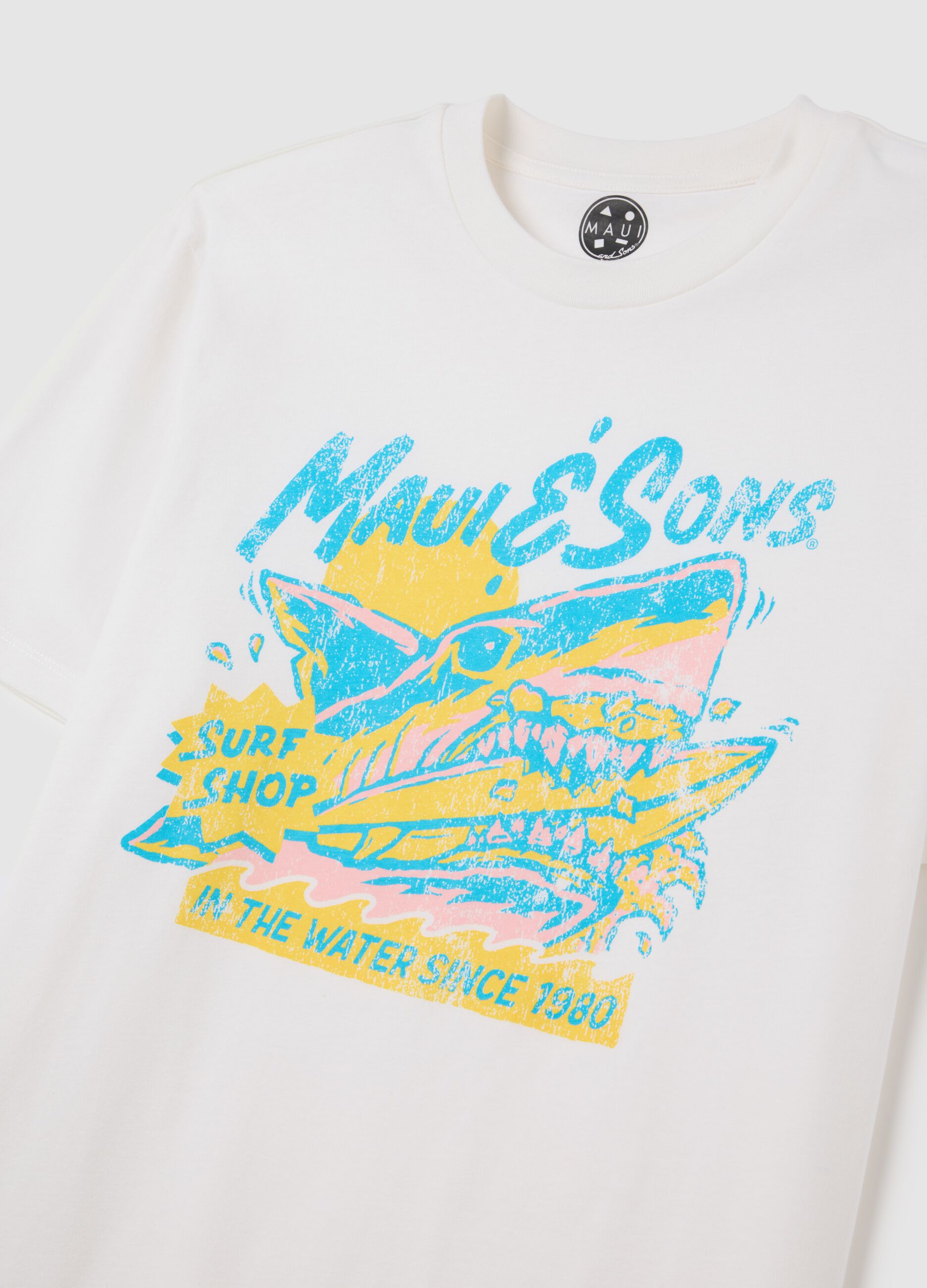 White T-shirt with Maui & Sons graphic print