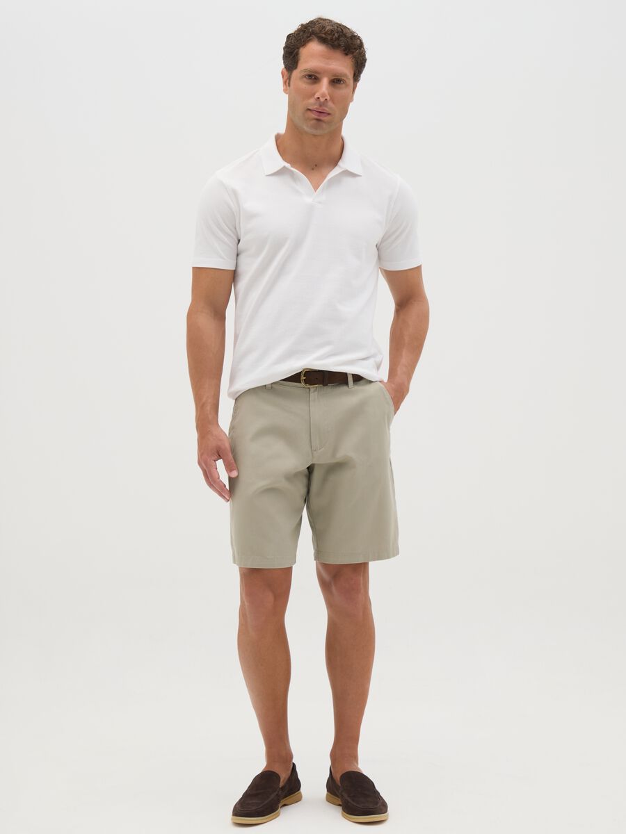 Men's beige regular fit pure cotton shorts_0