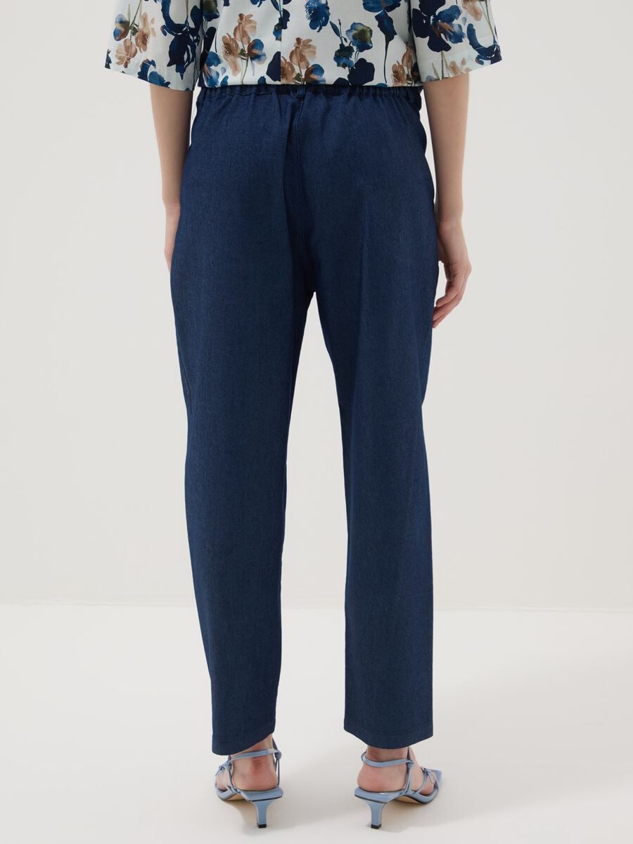 Pantaloni blu in cotone elasticizzato regular fit_2